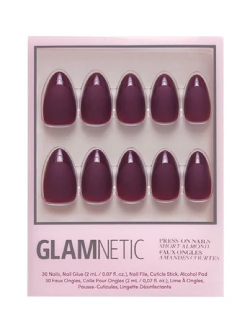 Glamnetic Short Almond Press-On Nails in Merlot (unopened)